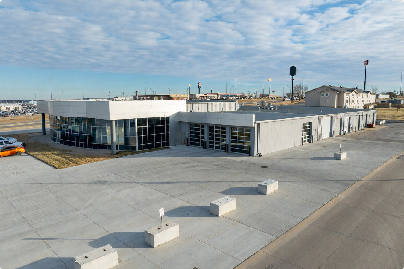 Concrete parking lot building in Baldwin Park, CA